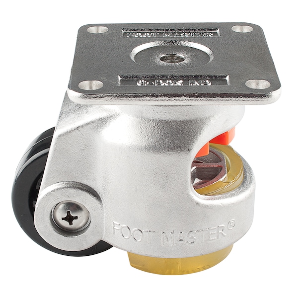 Foot Master Leveling Caster, 63 mm Nylon Wheel, 90x90 mm Plate, Swivel, 550 kg Cap, PU Pad, Stainless Steel SGDN-80-F-NYN-CUR - main